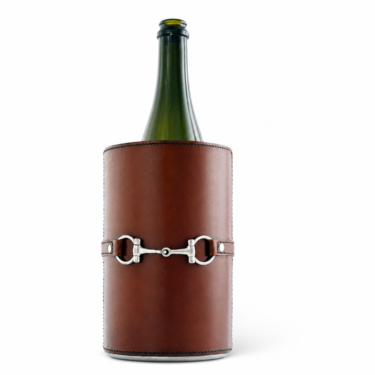 Vagabond House - Premium Genuine Leather Bit Wine Bottle Chiller  - Stainless Lined