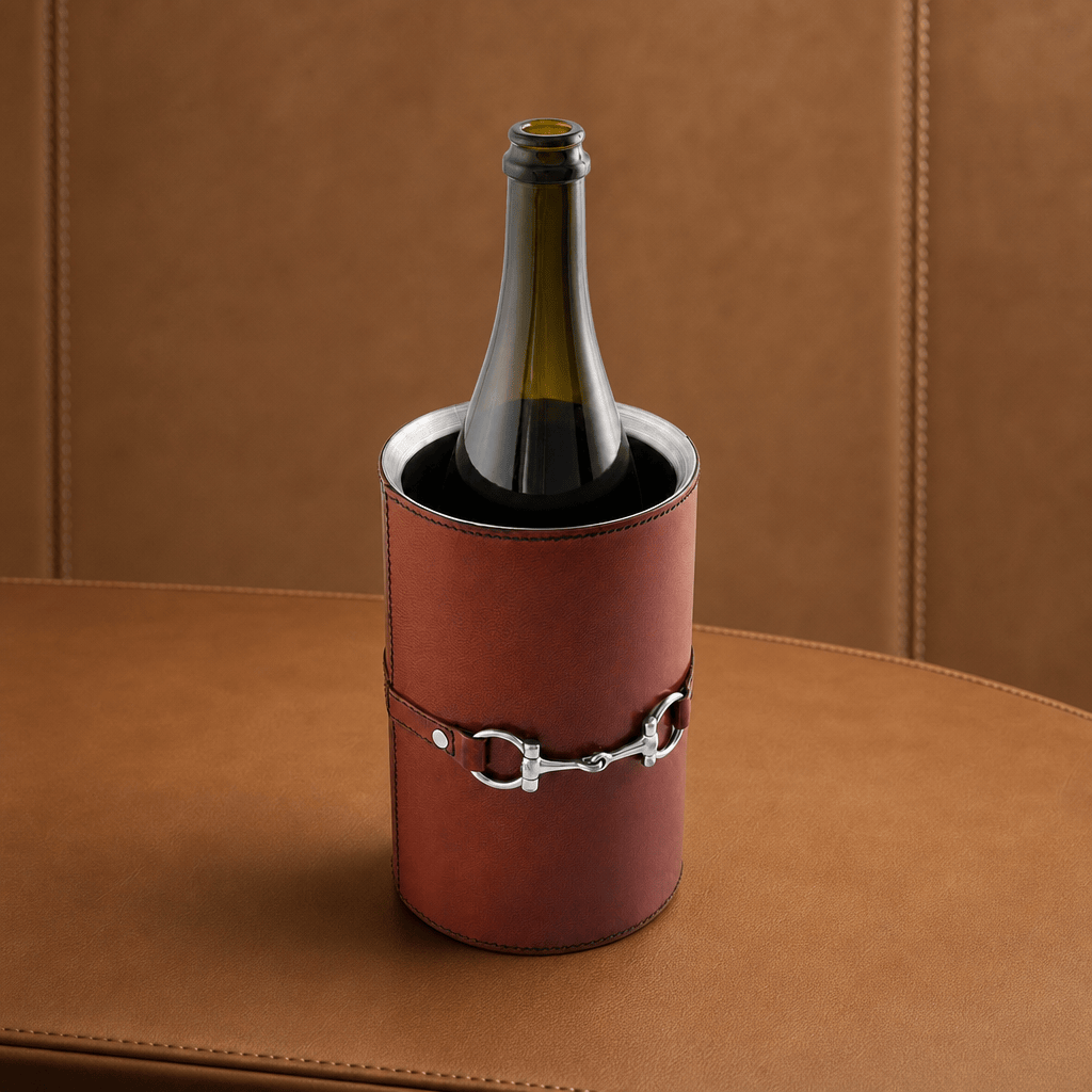 Vagabond House - Premium Genuine Leather Bit Wine Bottle Chiller  - Stainless Lined