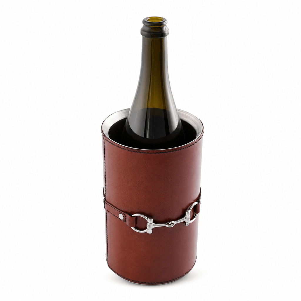 Vagabond House - Premium Genuine Leather Bit Wine Bottle Chiller  - Stainless Lined