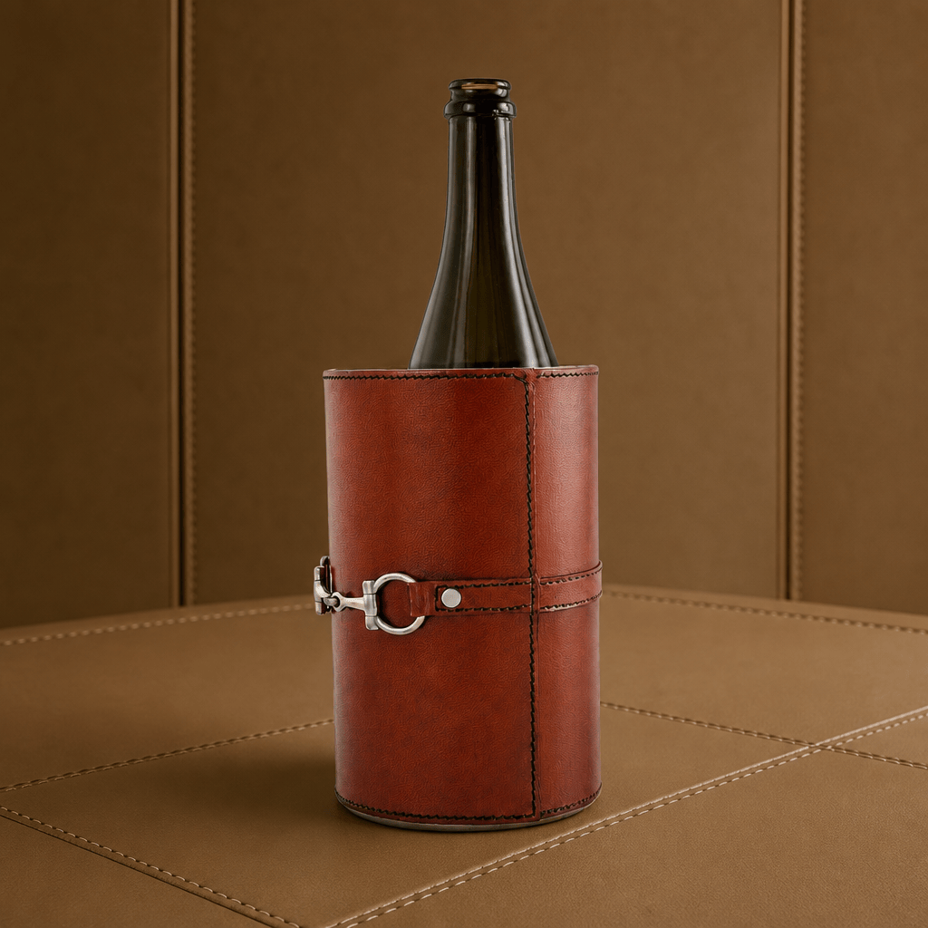 Vagabond House - Premium Genuine Leather Bit Wine Bottle Chiller  - Stainless Lined