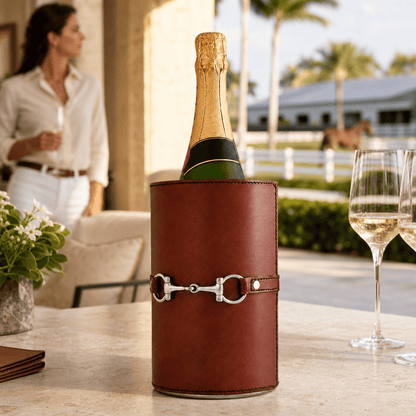 Vagabond House - Premium Genuine Leather Bit Wine Bottle Chiller  - Stainless Lined