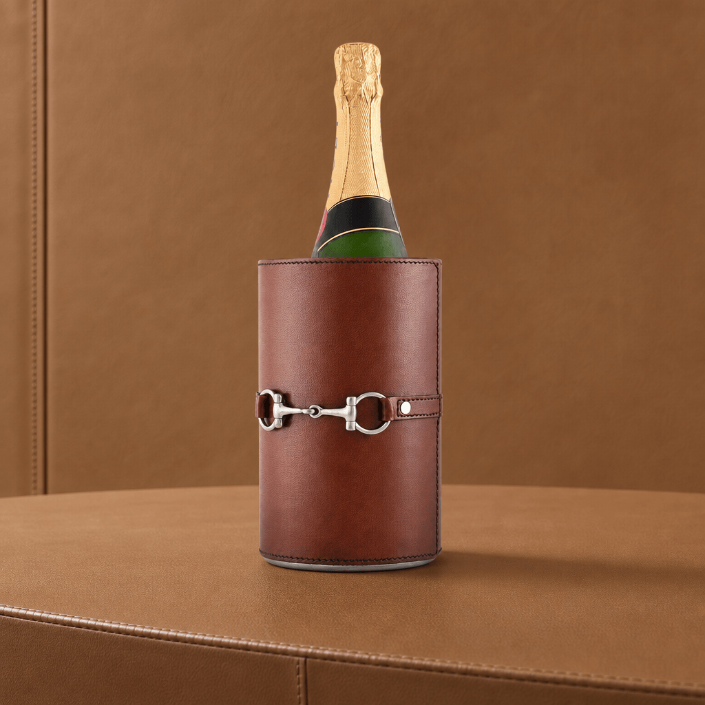 Vagabond House - Premium Genuine Leather Bit Wine Bottle Chiller  - Stainless Lined