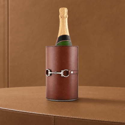 Vagabond House - Premium Genuine Leather Bit Wine Bottle Chiller  - Stainless Lined
