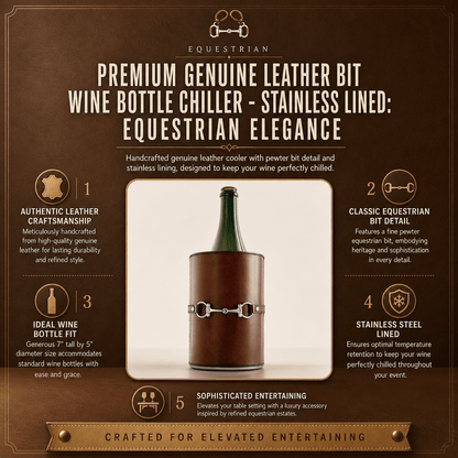 Vagabond House - Premium Genuine Leather Bit Wine Bottle Chiller  - Stainless Lined