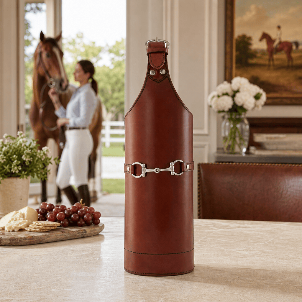 Vagabond House - Premium Genuine Leather Bit Single Wine Bottle Carrier