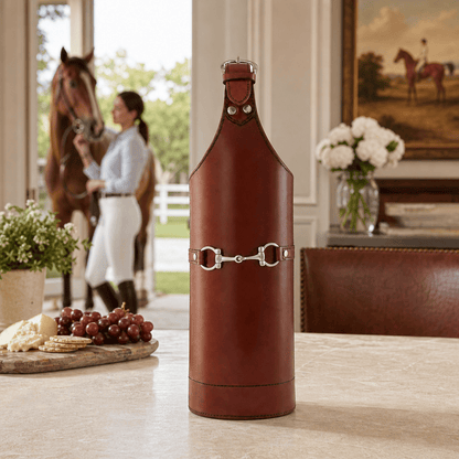 Vagabond House - Premium Genuine Leather Bit Single Wine Bottle Carrier