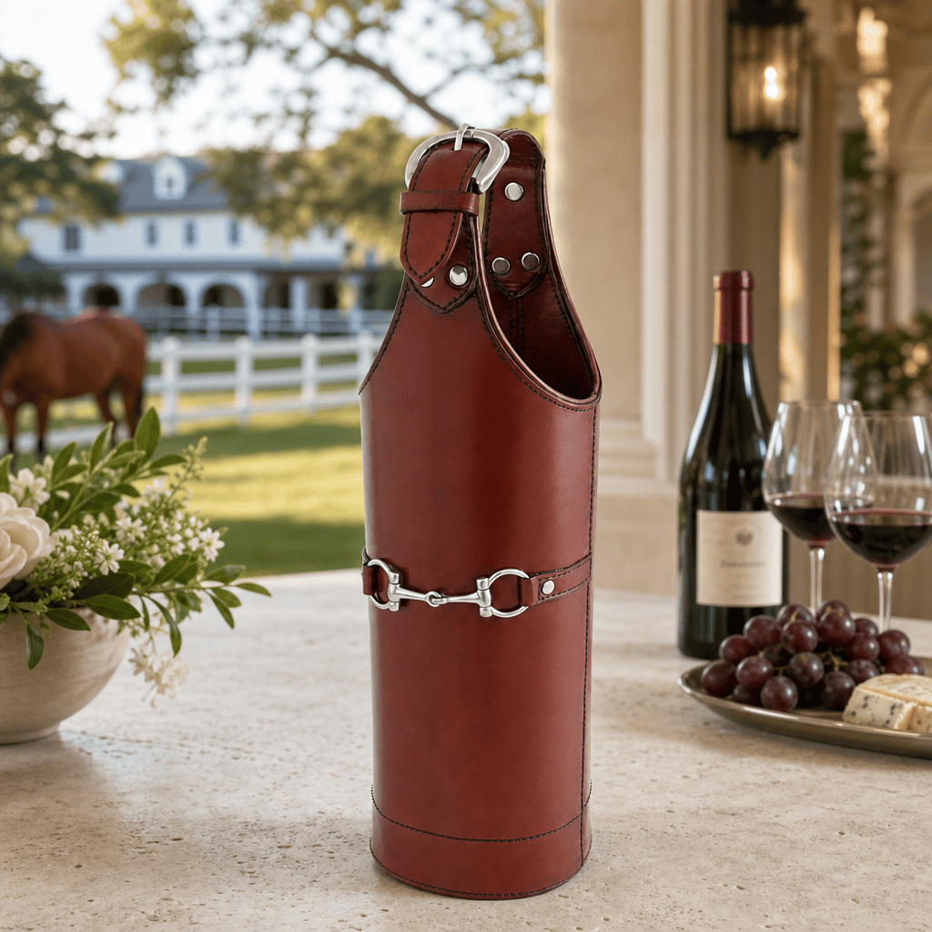 Vagabond House - Premium Genuine Leather Bit Single Wine Bottle Carrier