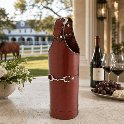 Vagabond House - Premium Genuine Leather Bit Single Wine Bottle Carrier