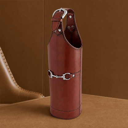 Vagabond House - Premium Genuine Leather Bit Single Wine Bottle Carrier