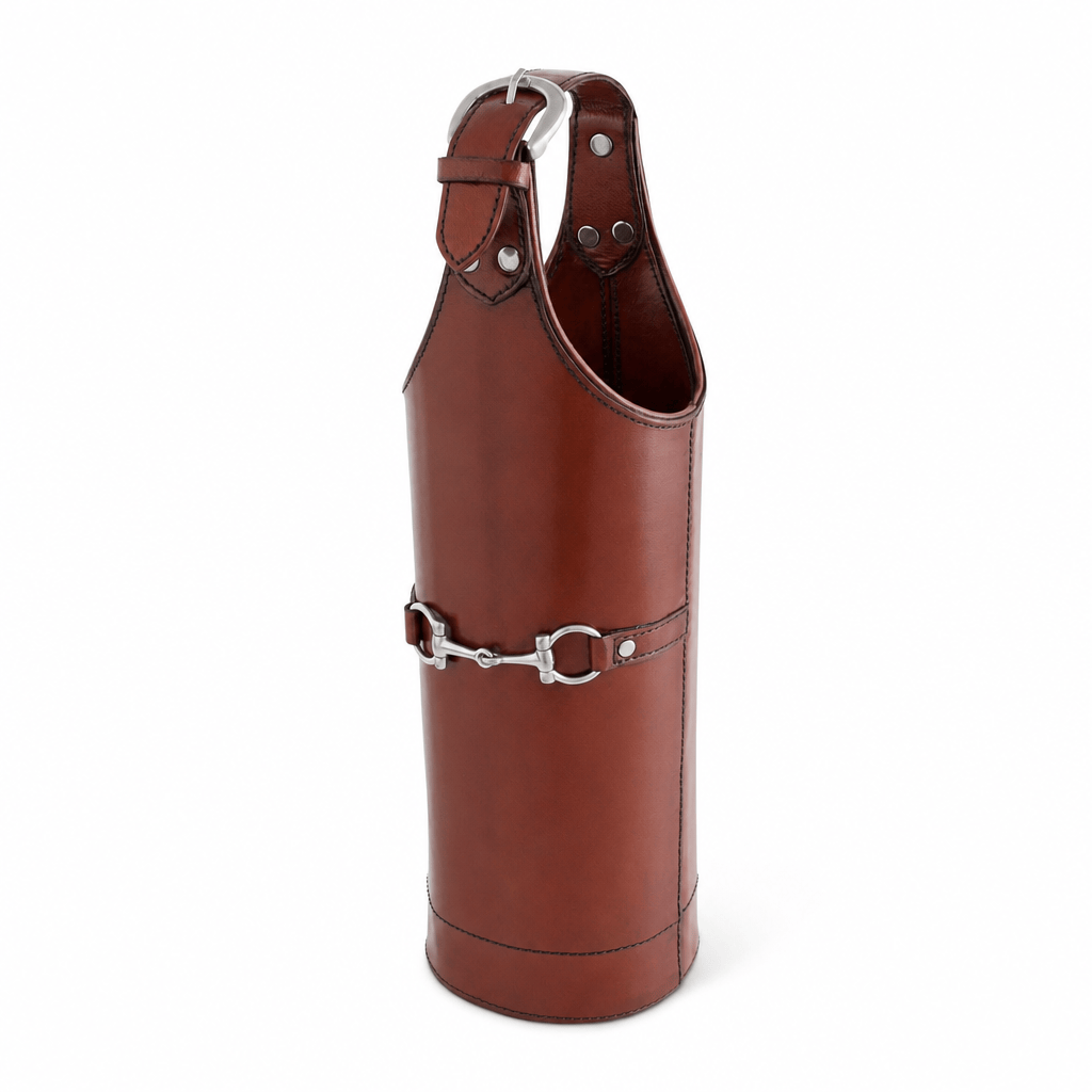 Vagabond House - Premium Genuine Leather Bit Single Wine Bottle Carrier