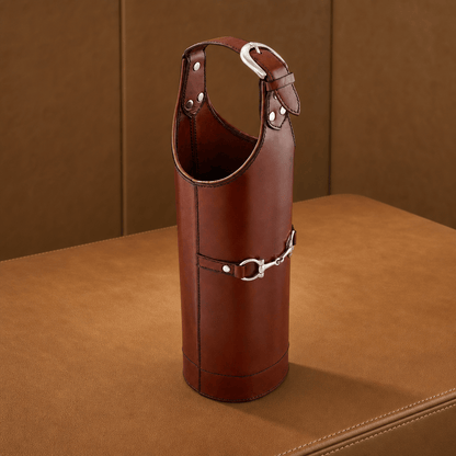 Vagabond House - Premium Genuine Leather Bit Single Wine Bottle Carrier