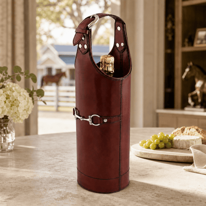 Vagabond House - Premium Genuine Leather Bit Single Wine Bottle Carrier