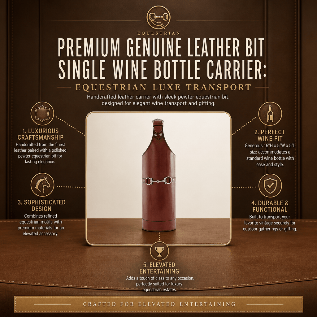 Vagabond House - Premium Genuine Leather Bit Single Wine Bottle Carrier