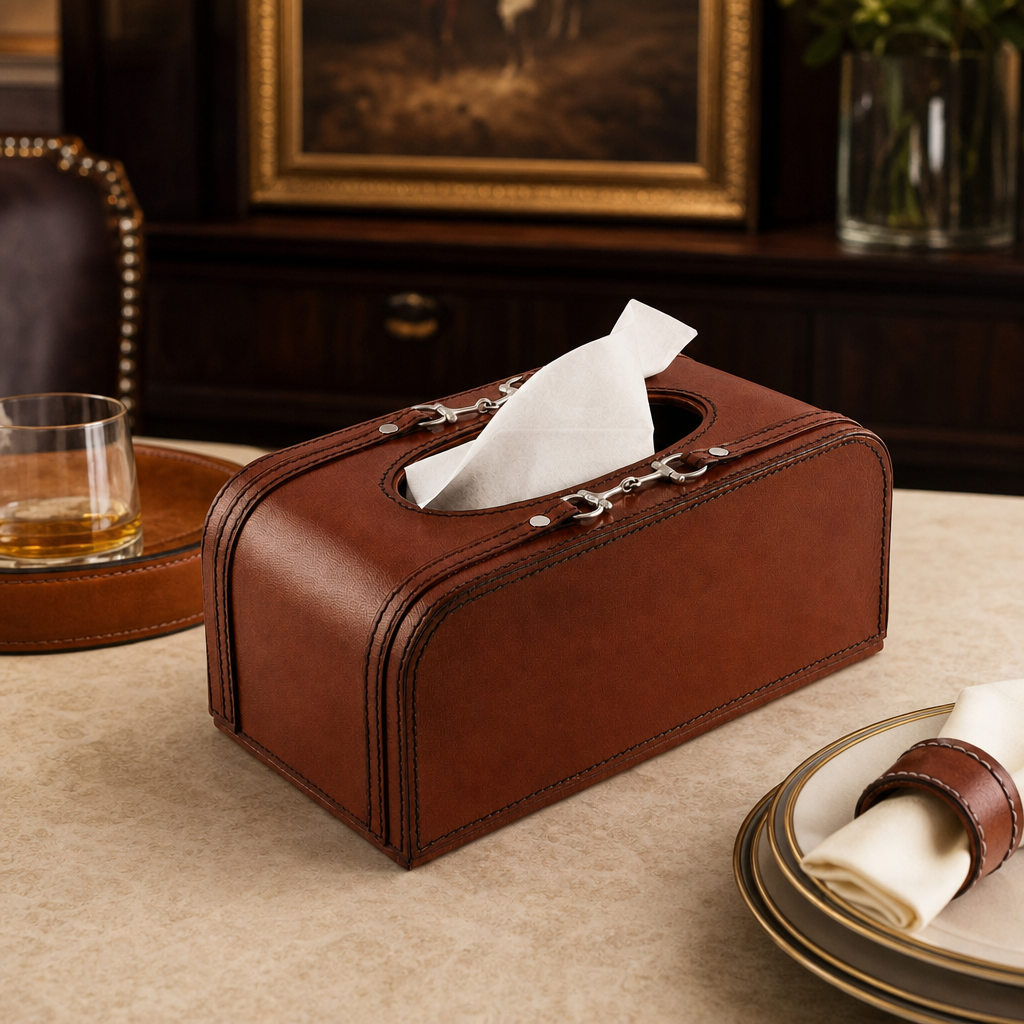 Vagabond House - Premium Genuine Leather Bit Tissue Box
