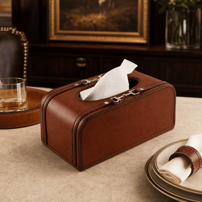 Vagabond House - Premium Genuine Leather Bit Tissue Box