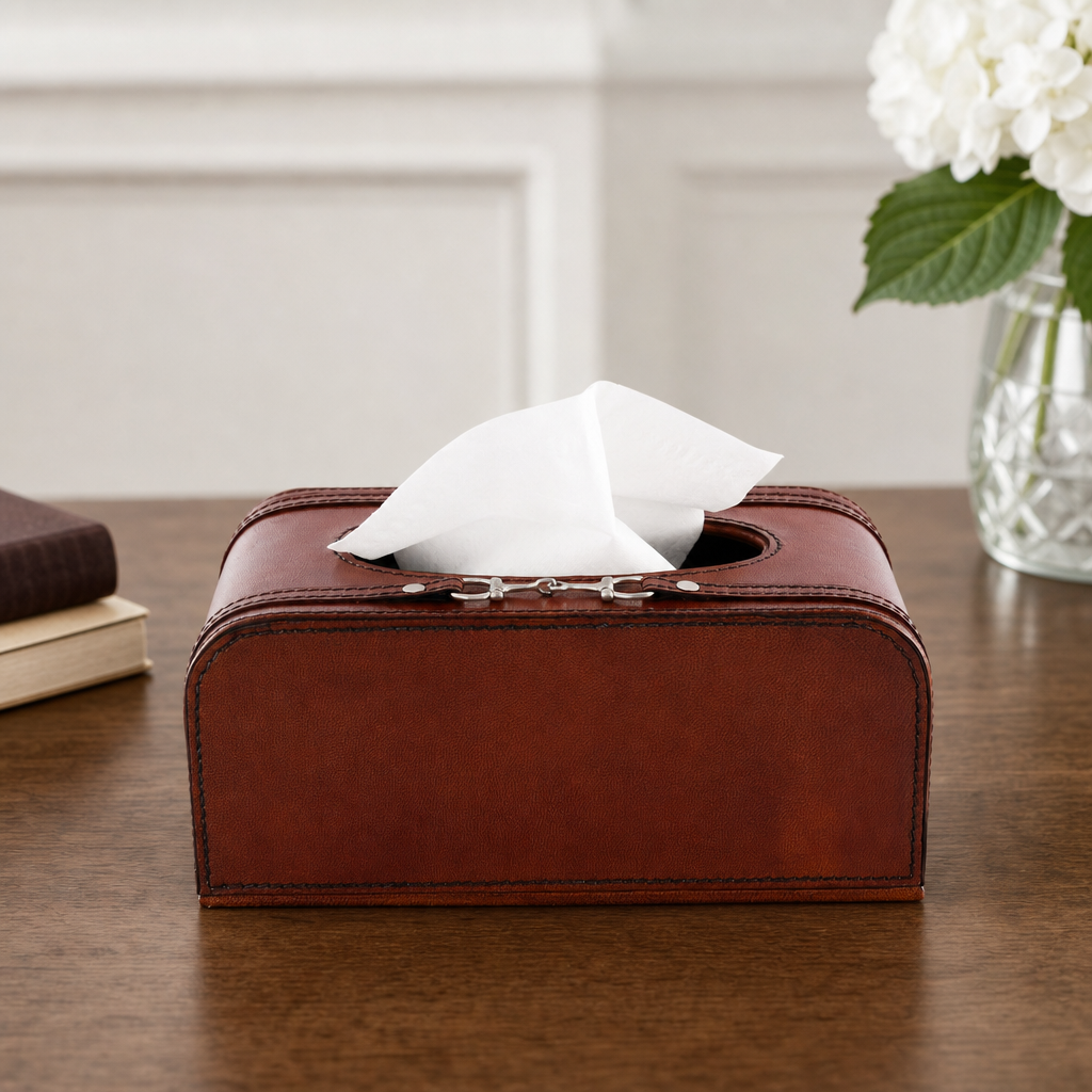 Vagabond House - Premium Genuine Leather Bit Tissue Box