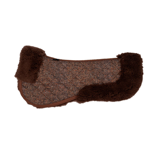 Sixteen Cypress  Wool Fleece Half Pad, Herringbone & Cognac