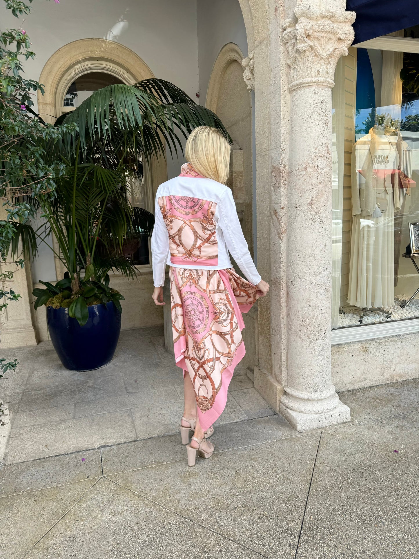 Stacy Bradley Design, The White Denim Jacket - Pink Stirrup