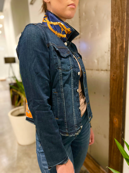 Stacy Bradley Design, The Dark Denim Jacket - Orange and Blue Bit