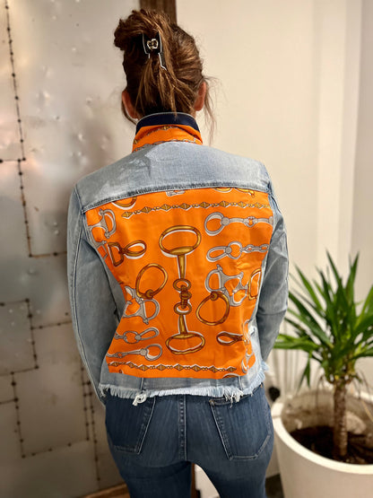 Stacy Bradley Design, The Light Denim Jacket - Orange and Blue Bit