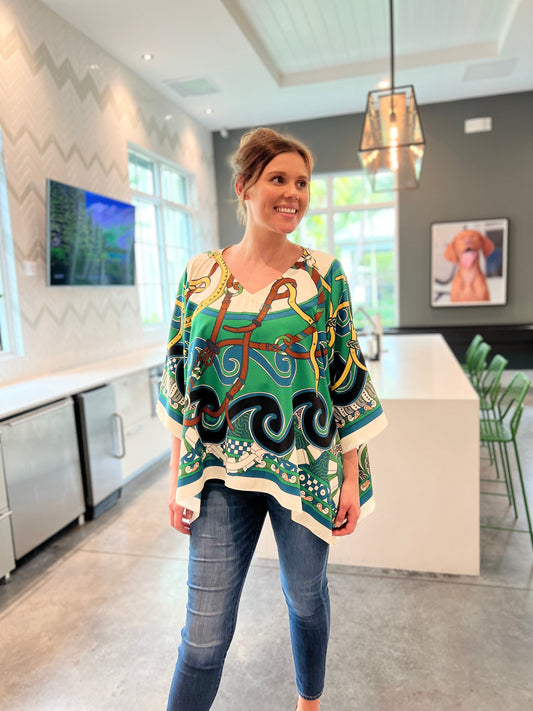 Stacy Bradley Design - Tunic - Green Swirl and Straps