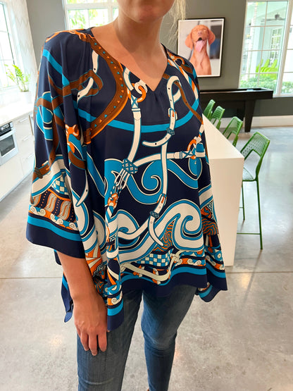 Stacy Bradley Design - Tunic- Navy Swirl and Straps