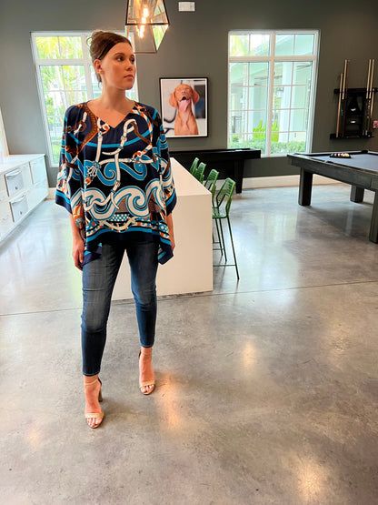 Stacy Bradley Design - Tunic- Navy Swirl and Straps