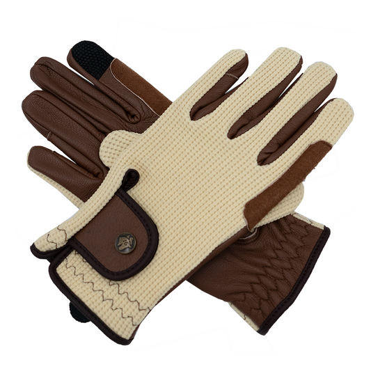 Sixteen Cypress  Riding Gloves, Ivory & Cognac