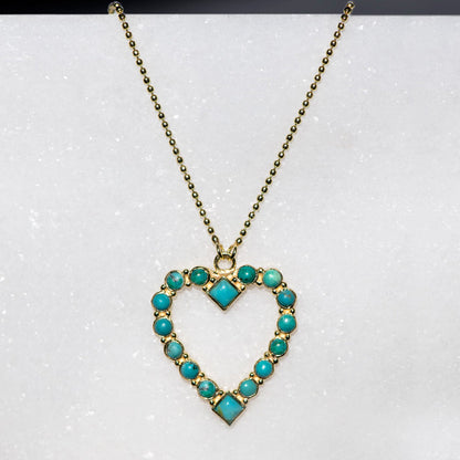 Urban Equestrian  Keepsake - Turquoise Heart Necklace in Gold
