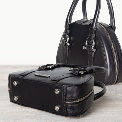 Urban Equestrian  Kella - Horse Bit Vanity Luxury Leather handbag in Black