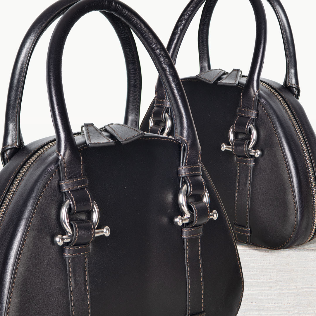 Urban Equestrian  Kella - Horse Bit Vanity Luxury Leather handbag in Black