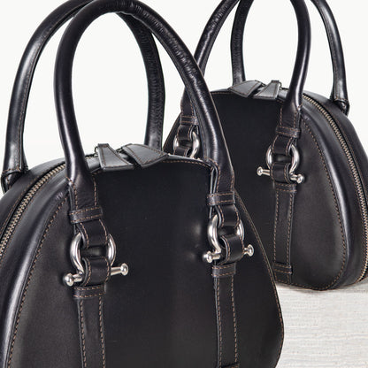 Urban Equestrian  Kella - Horse Bit Vanity Luxury Leather handbag in Black