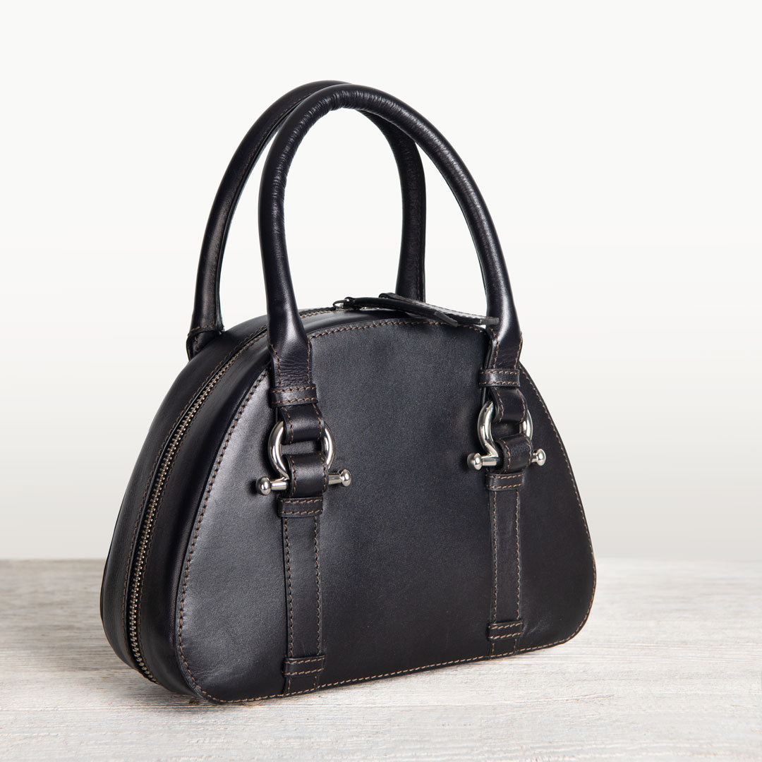 Urban Equestrian  Kella - Horse Bit Vanity Luxury Leather handbag in Black