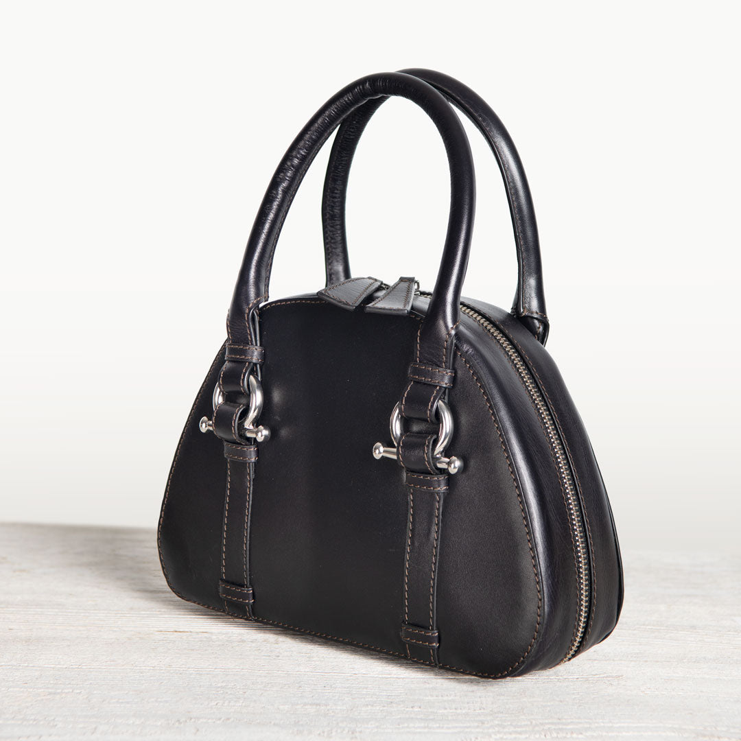 Urban Equestrian  Kella - Horse Bit Vanity Luxury Leather handbag in Black