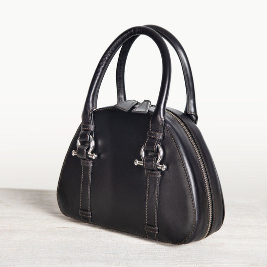 Urban Equestrian  Kella - Horse Bit Vanity Luxury Leather handbag in Black