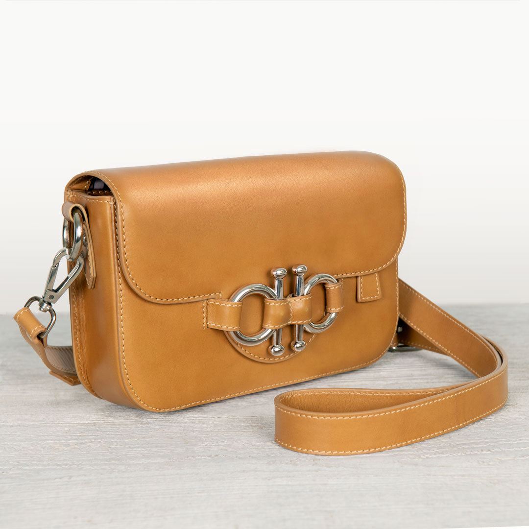 Urban Equestrian  Lana - Horse Bit Crossbody Luxury Leather Bag in Caramel