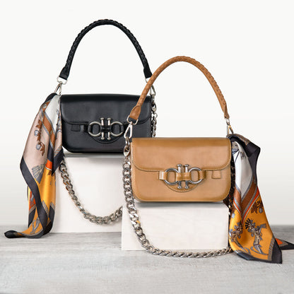Urban Equestrian  Lana - Horse Bit Crossbody Luxury Leather Bag in Caramel