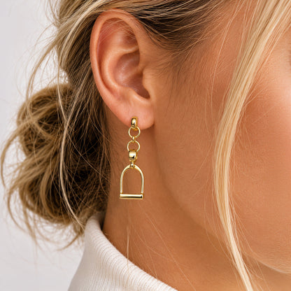 Urban Equestrian  Langley - Equestrian Riding Stirrup Earring in Gold