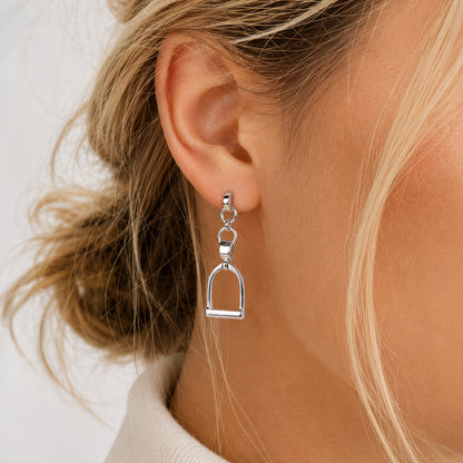 Urban Equestrian  Langley - Equestrian Riding Stirrup Earring in Silver