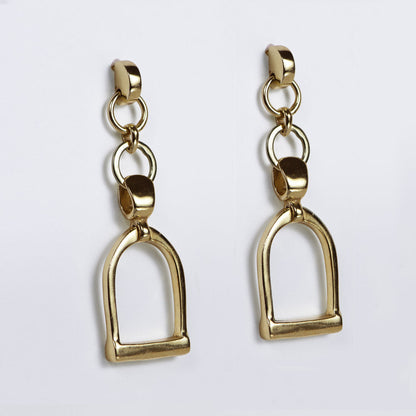 Urban Equestrian  Cortina - Cuban Chain Horse Stirrup Necklace in Gold