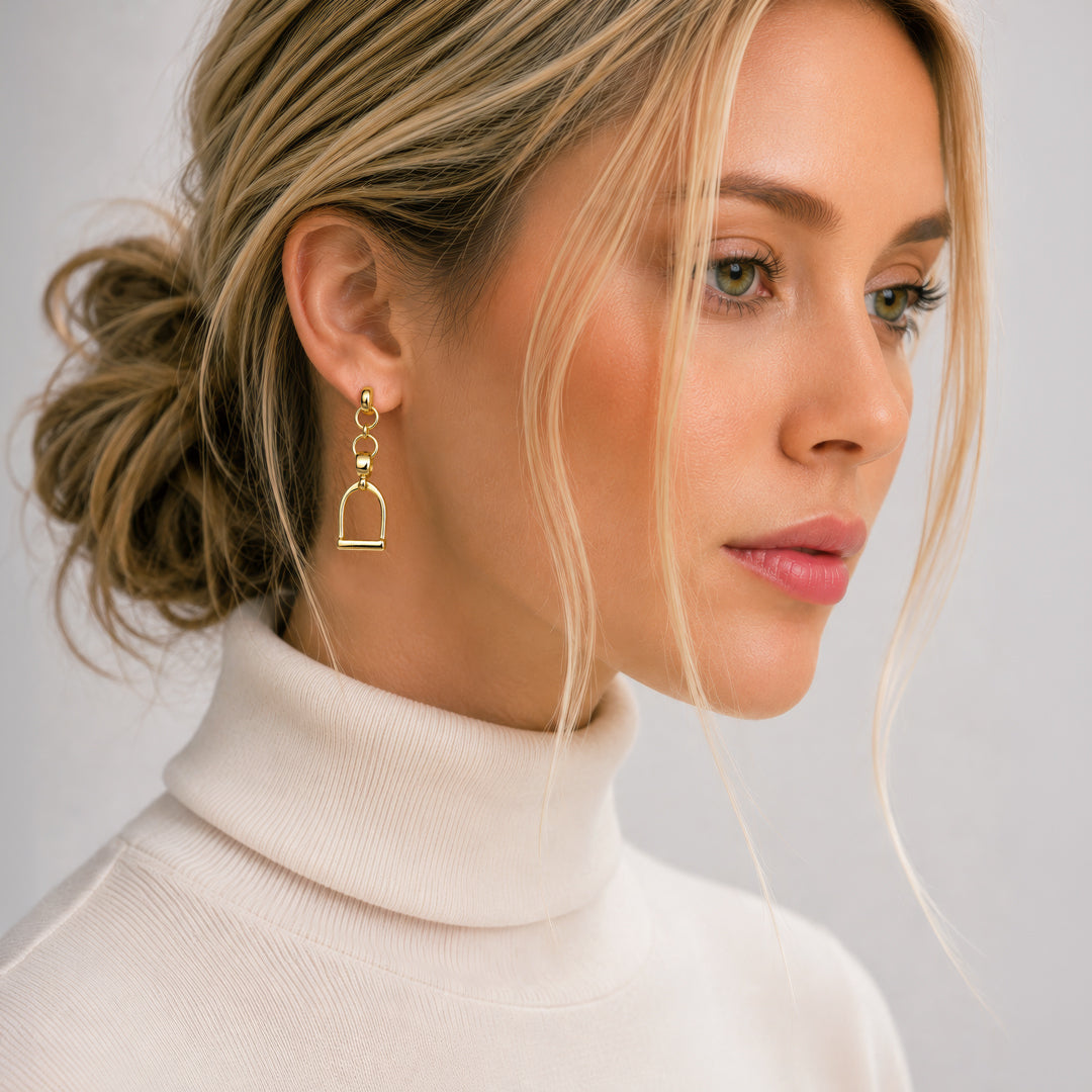 Urban Equestrian  Langley - Equestrian Riding Stirrup Earring in Gold