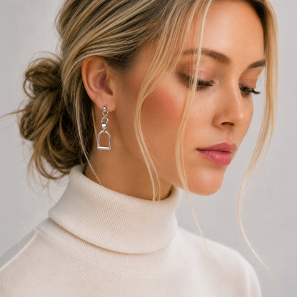 Urban Equestrian  Langley - Equestrian Riding Stirrup Earring in Silver