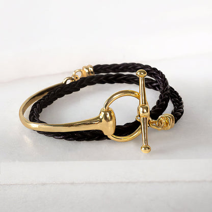 Urban Equestrian  Odeza - Wrap Around Horse Bit Bracelet in Gold