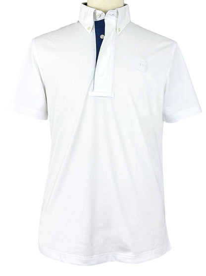 Essex Classics  Men's Marine Blue Self Trim Talent Yarn Short Sleeve Show Shirt