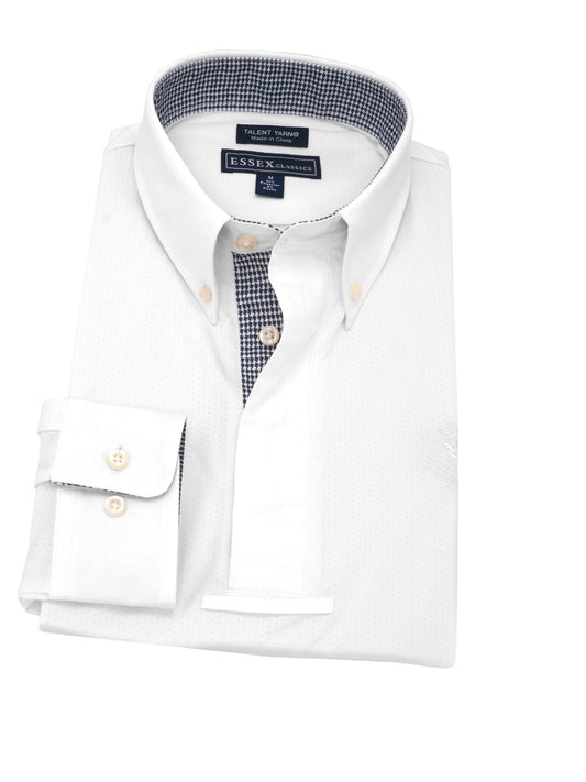 Essex Classics  Men's Talent Yarn Houndstooth Long Sleeve Show Shirt