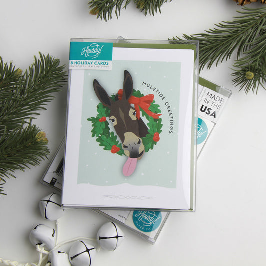 Muletide Greetings Holiday Mule Christmas Card
