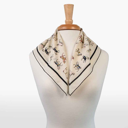 Urban Equestrian  Hunt Club - Stylized Equestrian Pattern in Ivory Fine Cotton Scarf