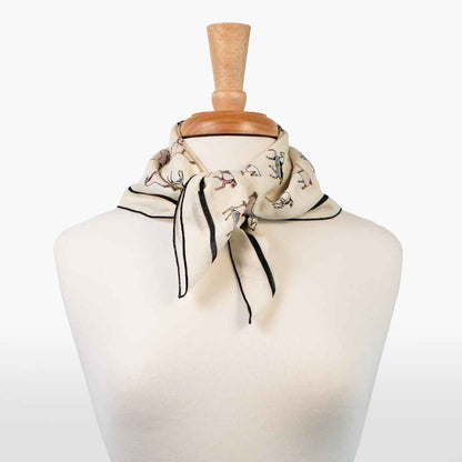 Urban Equestrian  Hunt Club - Stylized Equestrian Pattern in Ivory Fine Cotton Scarf