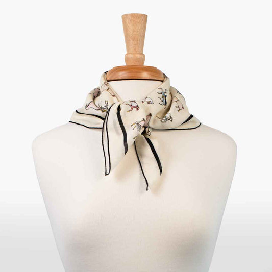 Urban Equestrian  Hunt Club - Stylized Equestrian Pattern in Ivory Fine Cotton Scarf