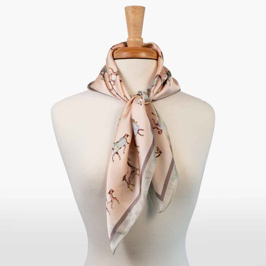 Urban Equestrian  Hunt Club - Stylized Equestrian Scarf in Ivory and Dusty Pink